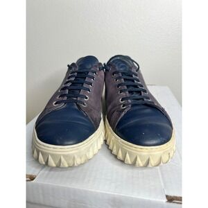 Salvatore Ferragamo Mens TZ 71307 Blue Leather Low Top Sneakers Size 12 M